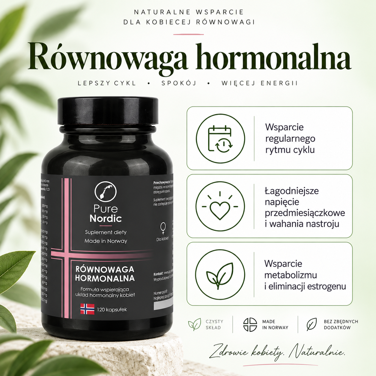 Kluczowe korzyści suplementu Równowaga hormonalna PureNordic